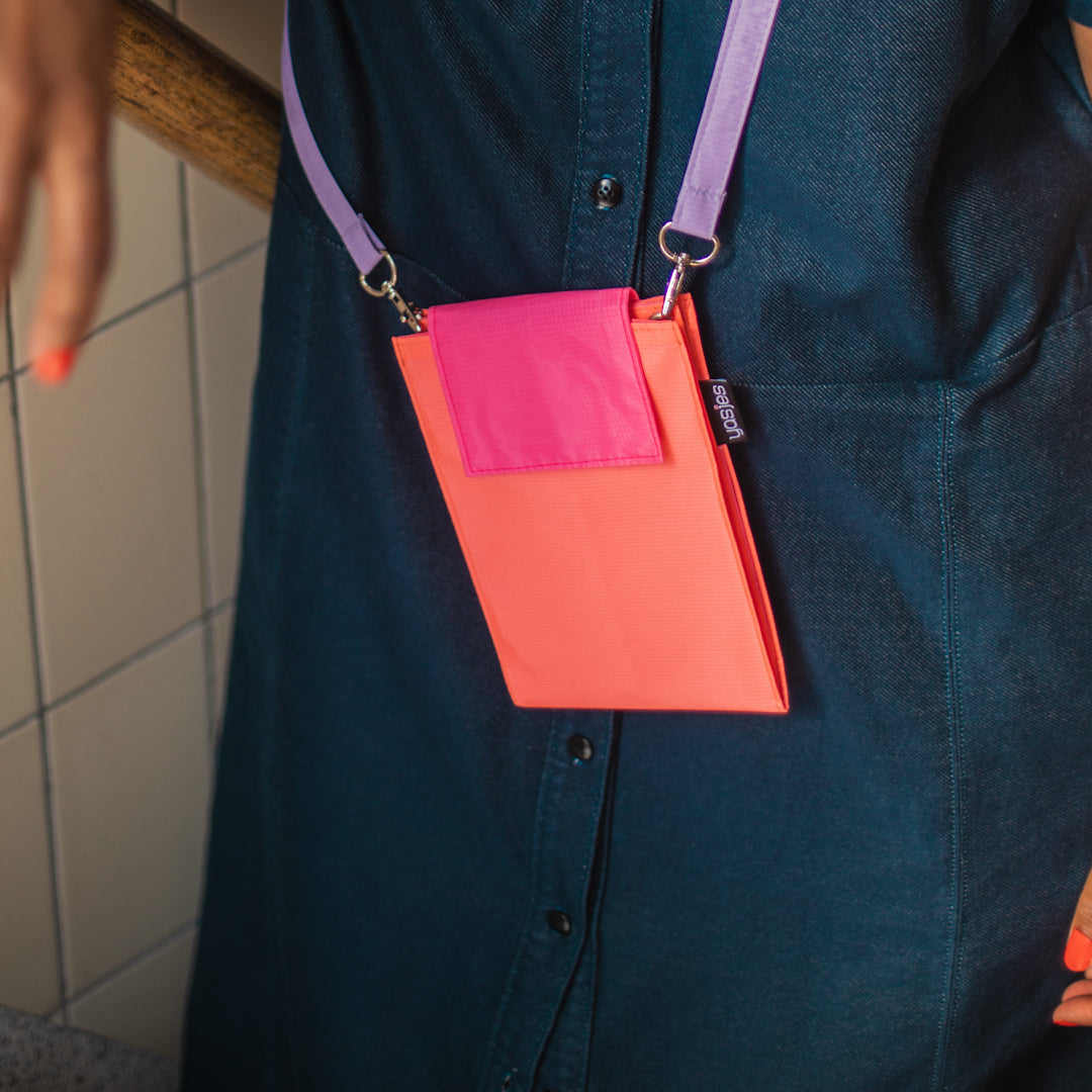 Crossbody tasje neon koraal/roze