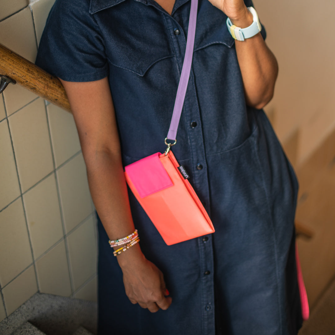 Crossbody tasje neon koraal/roze