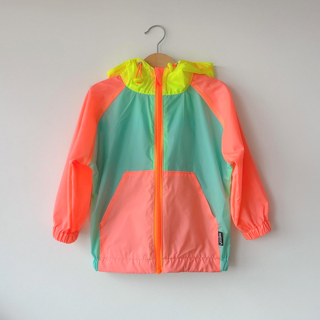 Windjack met capuchon Kids - Neon koraal